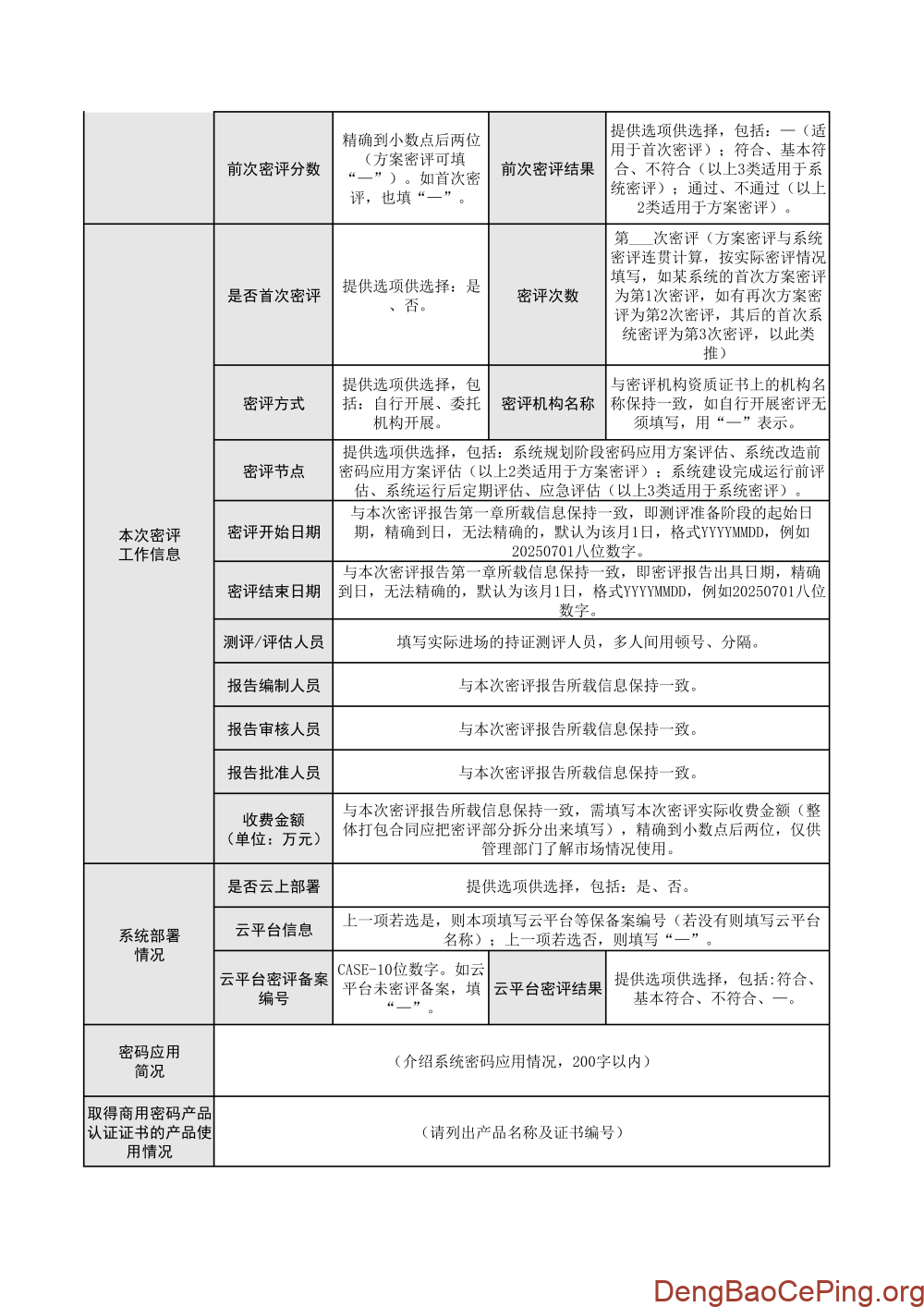 最新版网络与信息系统密评备案信息表及填写说明解读插图3 图片